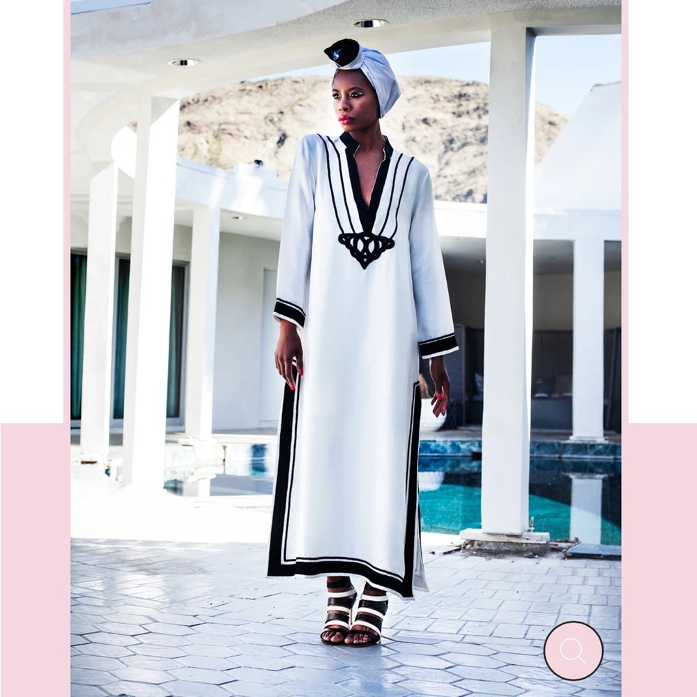 Elegant Black and White Kaftan Dress